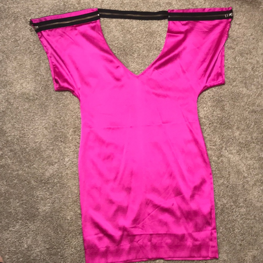 Hot pink silk sexy dress